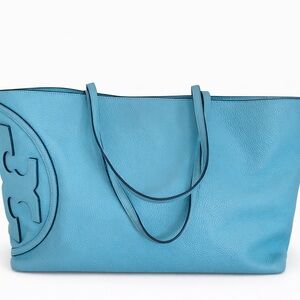 Tory Burch Blue Leather Tote Bag